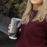 Custom New Zealand Football Tumbler Cup Silver Fern Maori Pattern Monochrome