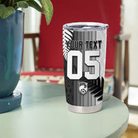 Custom New Zealand Football Tumbler Cup Silver Fern Maori Pattern Monochrome