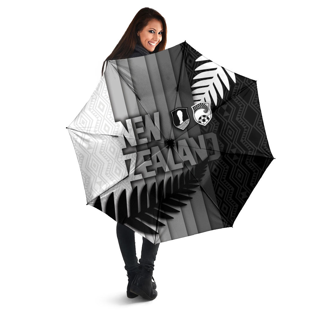 New Zealand Football Umbrella Silver Fern Maori Pattern Monochrome