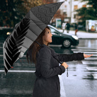 New Zealand Football Umbrella Silver Fern Maori Pattern Monochrome
