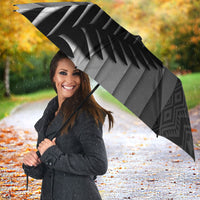 New Zealand Football Umbrella Silver Fern Maori Pattern Monochrome