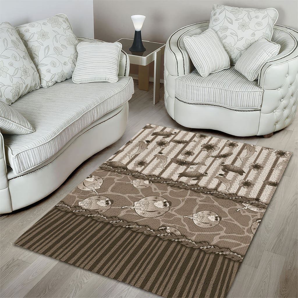 Hawaii Christmas In July Area Rug Beige Mele Kalikimaka Sea Animals