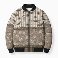 Hawaii Christmas In July Bomber Puffer Jacket Beige Mele Kalikimaka Sea Animals DT05 Unisex Beige - Polynesian Pride