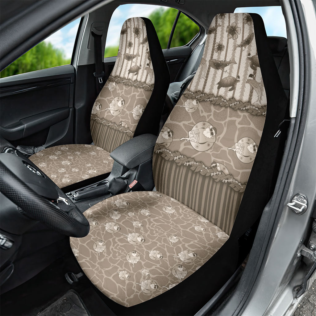 Hawaii Christmas In July Car Seat Cover Beige Mele Kalikimaka Sea Animals