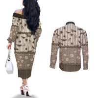 Hawaii Christmas In July Couples Matching Off The Shoulder Long Sleeve Dress and Long Sleeve Button Shirt Beige Mele Kalikimaka Sea Animals DT05 - Polynesian Pride
