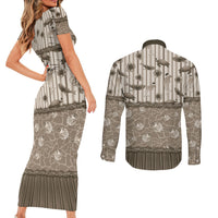 Hawaii Christmas In July Couples Matching Short Sleeve Bodycon Dress and Long Sleeve Button Shirt Beige Mele Kalikimaka Sea Animals DT05 - Polynesian Pride
