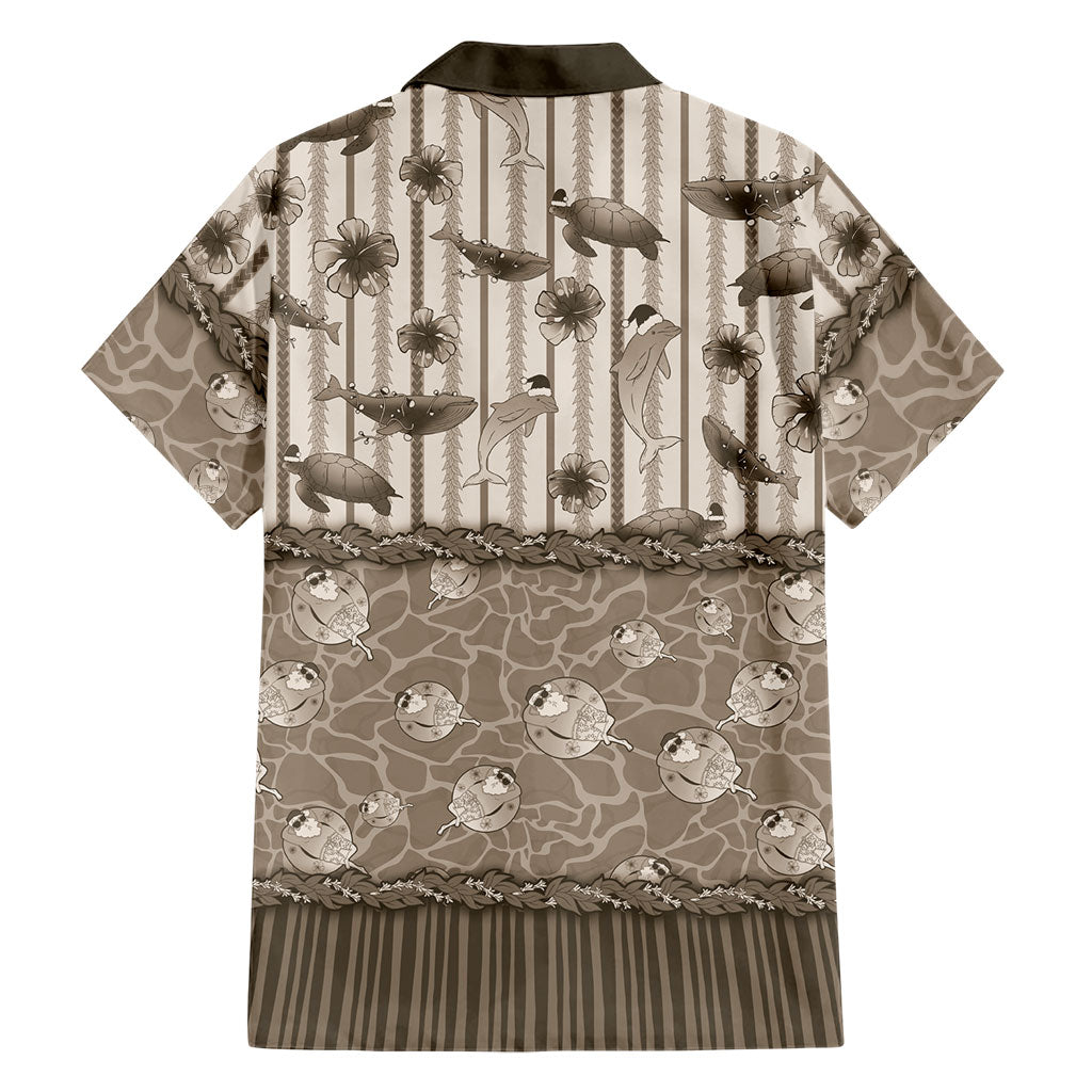 Hawaii Christmas In July Family Matching Summer Maxi Dress and Hawaiian Shirt Beige Mele Kalikimaka Sea Animals DT05 - Polynesian Pride