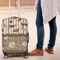 Hawaii Christmas In July Luggage Cover Beige Mele Kalikimaka Sea Animals