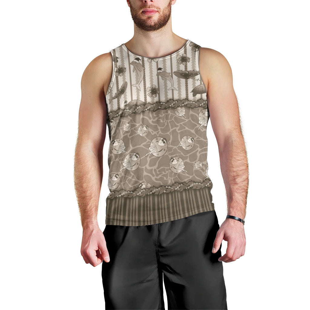 Hawaii Christmas In July Men Tank Top Beige Mele Kalikimaka Sea Animals DT05 - Polynesian Pride