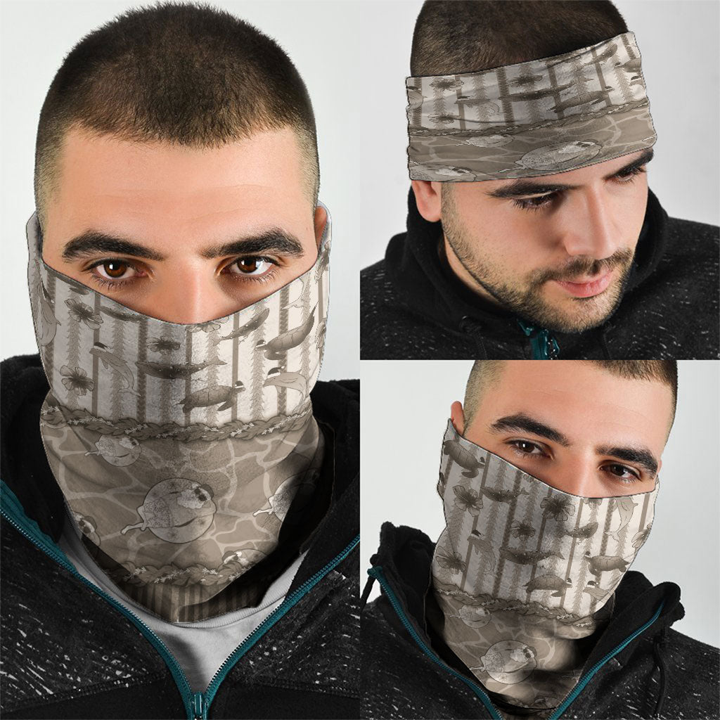 Hawaii Christmas In July Neck Gaiter Beige Mele Kalikimaka Sea Animals DT05 - Polynesian Pride