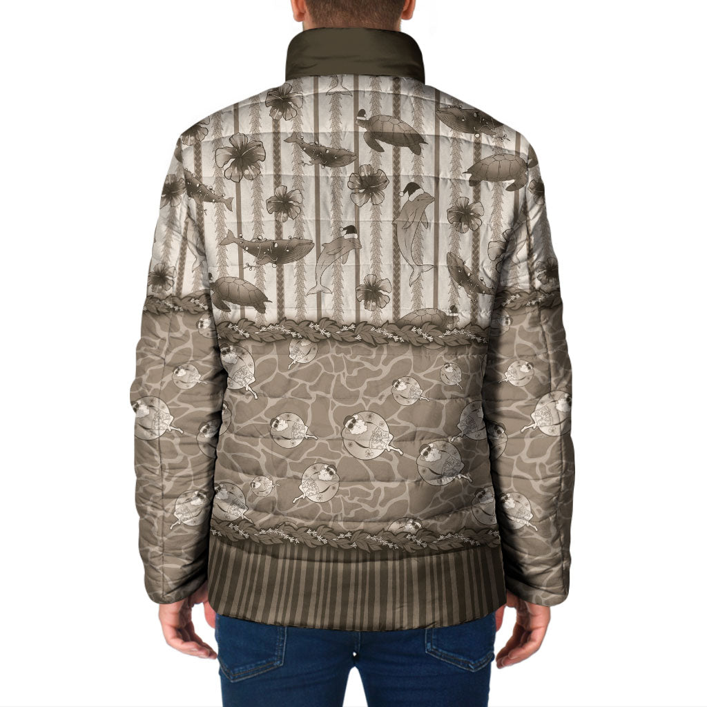 Hawaii Christmas In July Padded Jacket Beige Mele Kalikimaka Sea Animals DT05 - Polynesian Pride