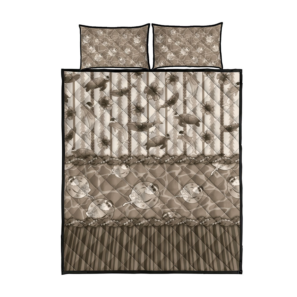 Hawaii Christmas In July Quilt Bed Set Beige Mele Kalikimaka Sea Animals DT05 - Polynesian Pride