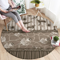 Hawaii Christmas In July Round Carpet Beige Mele Kalikimaka Sea Animals DT05 - Polynesian Pride