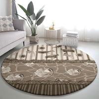 Hawaii Christmas In July Round Carpet Beige Mele Kalikimaka Sea Animals DT05 - Polynesian Pride