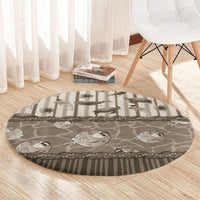 Hawaii Christmas In July Round Carpet Beige Mele Kalikimaka Sea Animals DT05 - Polynesian Pride