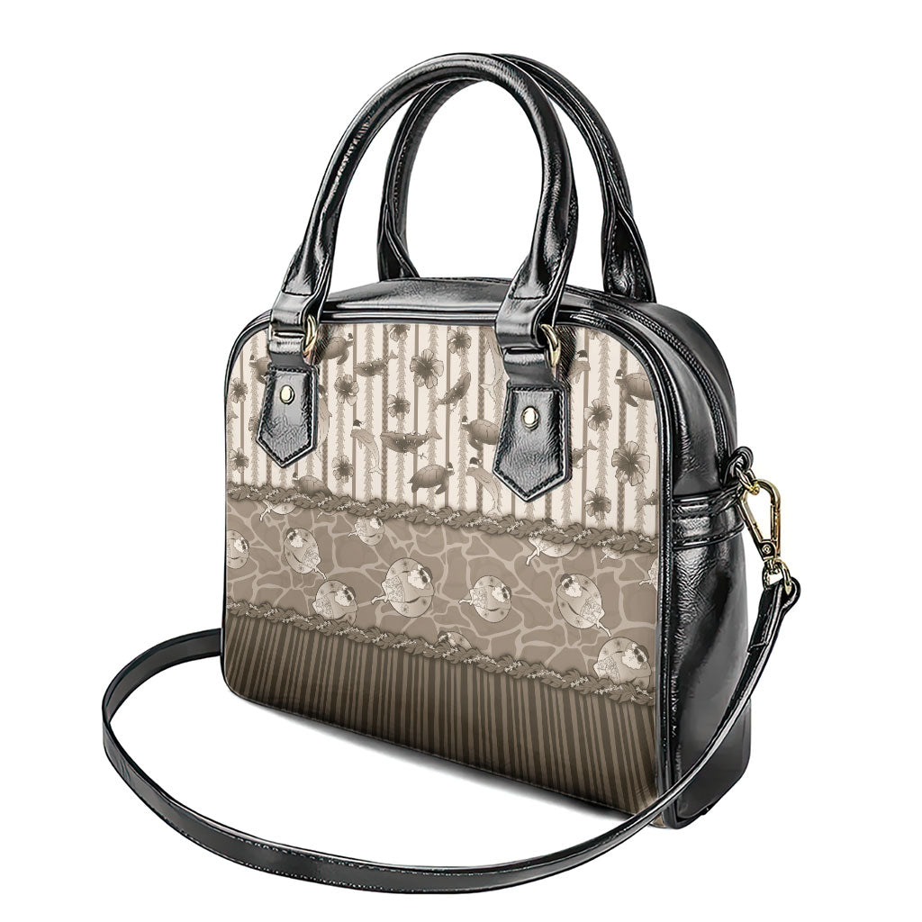 Hawaii Christmas In July Shoulder Handbag Beige Mele Kalikimaka Sea Animals DT05 - Polynesian Pride