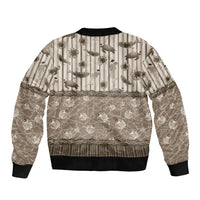 Hawaii Christmas In July Sleeve Zip Bomber Jacket Beige Mele Kalikimaka Sea Animals DT05 - Polynesian Pride