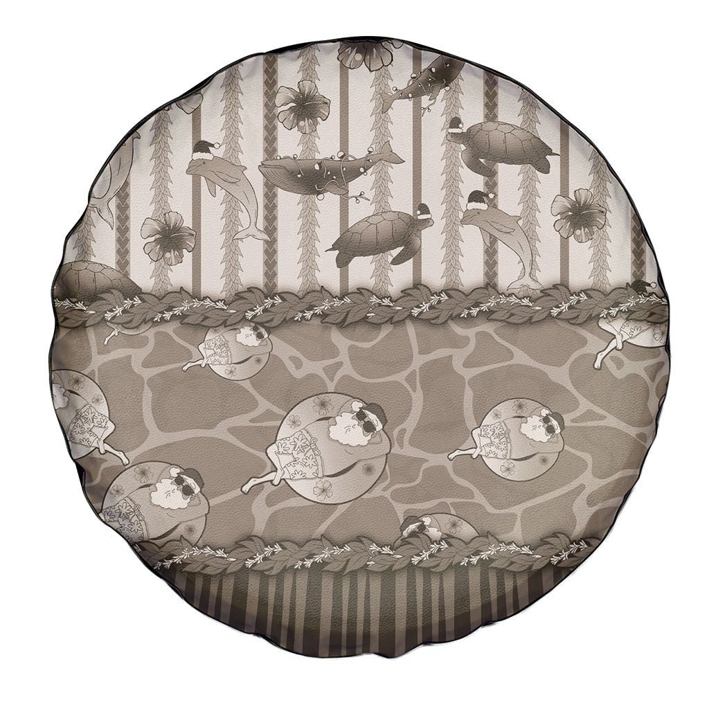Hawaii Christmas In July Spare Tire Cover Beige Mele Kalikimaka Sea Animals DT05 - Polynesian Pride