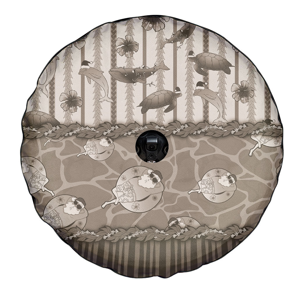 Hawaii Christmas In July Spare Tire Cover Beige Mele Kalikimaka Sea Animals DT05 - Polynesian Pride