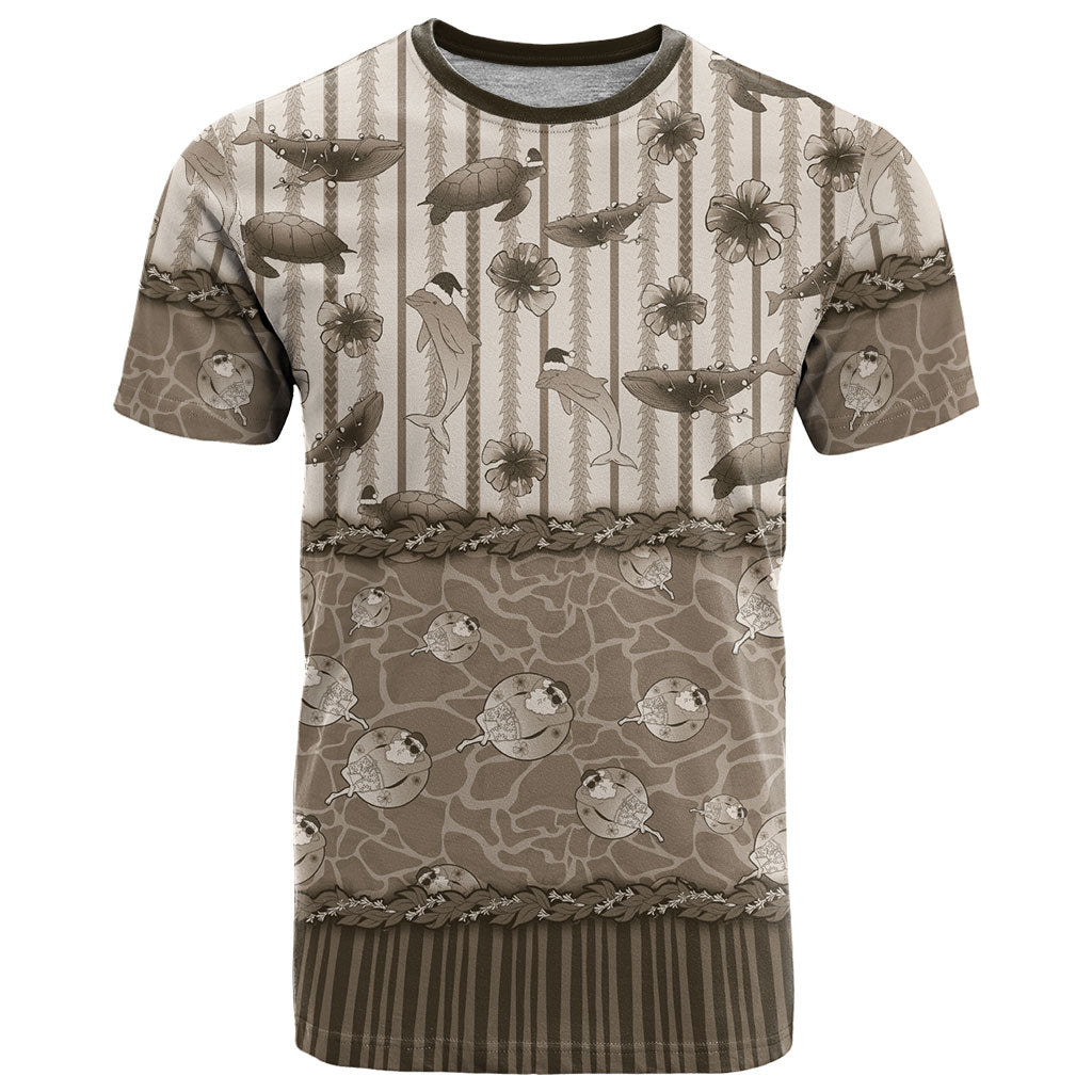 Hawaii Christmas In July T Shirt Beige Mele Kalikimaka Sea Animals