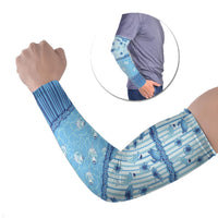 Hawaii Christmas In July Arm Sleeves Sky Blue Mele Kalikimaka Sea Animals DT05 Set of 2 Blue - Polynesian Pride