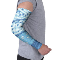 Hawaii Christmas In July Arm Sleeves Sky Blue Mele Kalikimaka Sea Animals DT05 - Polynesian Pride