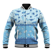 Hawaii Christmas In July Baseball Jacket Sky Blue Mele Kalikimaka Sea Animals