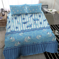 Hawaii Christmas In July Bedding Set Sky Blue Mele Kalikimaka Sea Animals