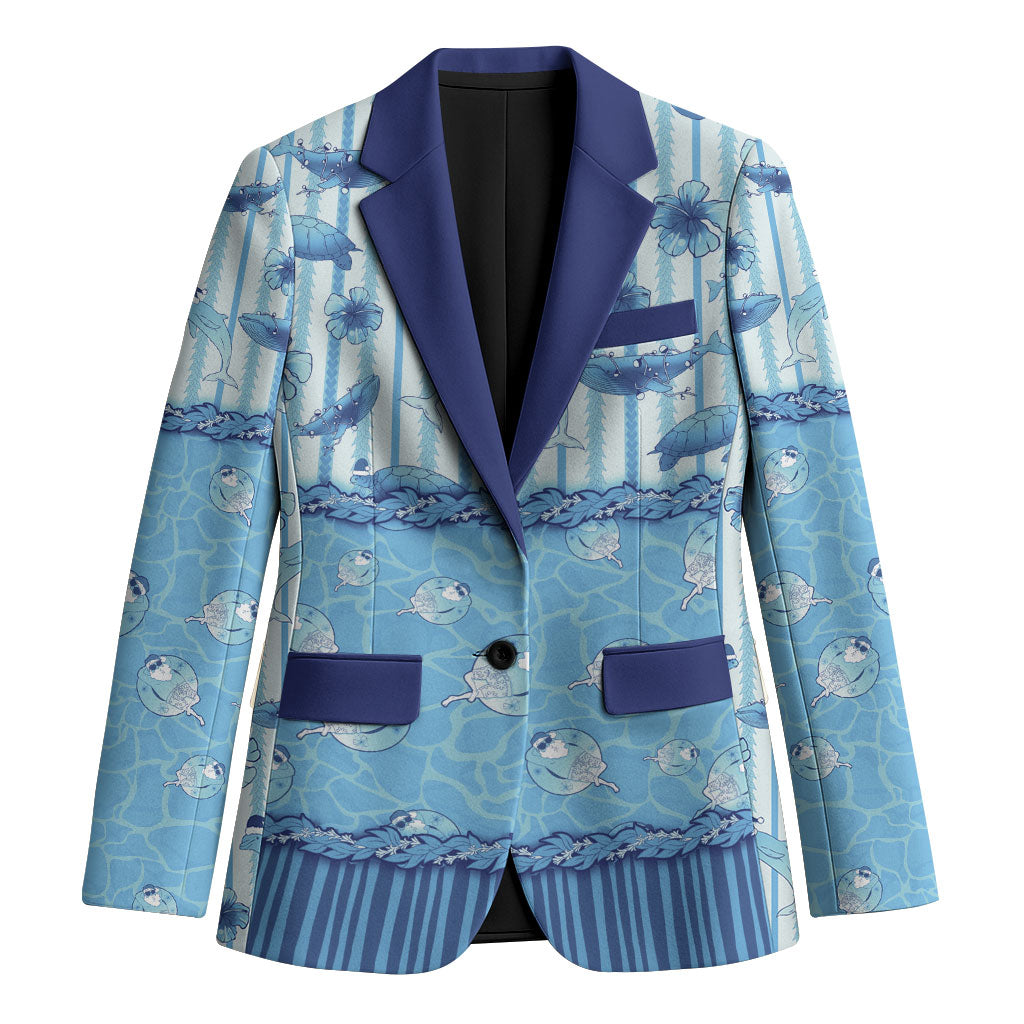 Hawaii Christmas In July Blazer Sky Blue Mele Kalikimaka Sea Animals