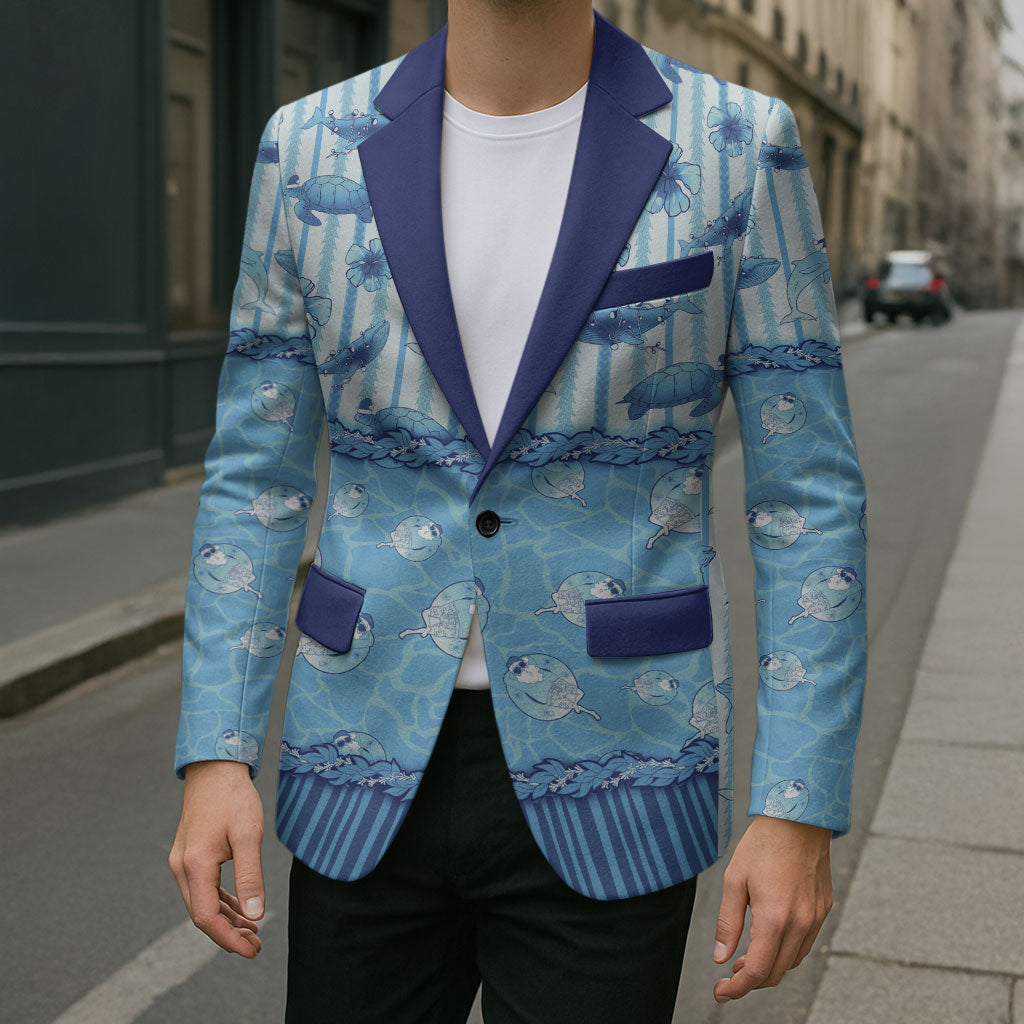 Hawaii Christmas In July Blazer Sky Blue Mele Kalikimaka Sea Animals