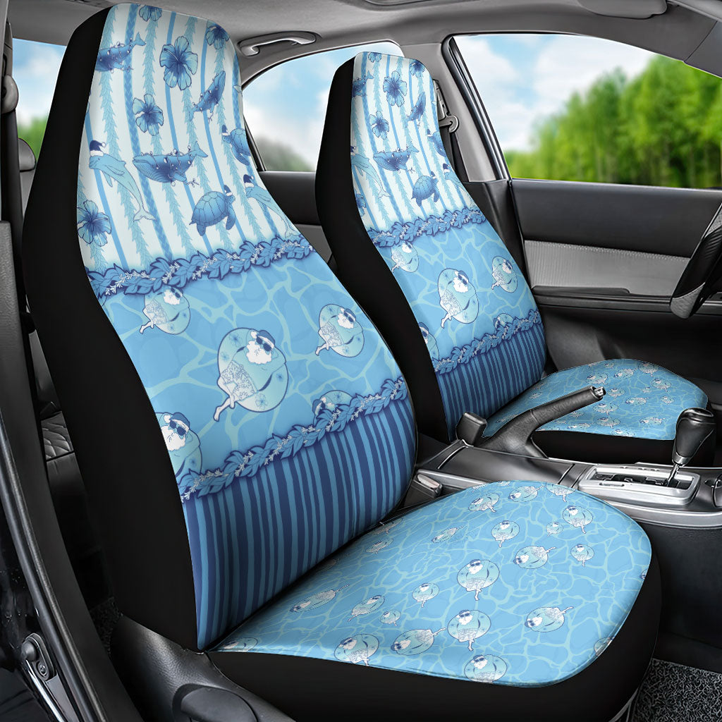 Hawaii Christmas In July Car Seat Cover Sky Blue Mele Kalikimaka Sea Animals