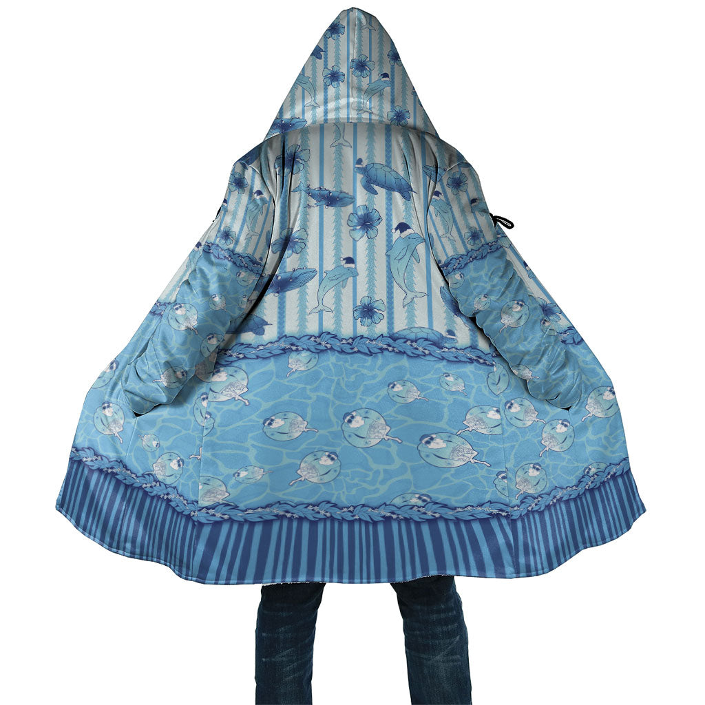Hawaii Christmas In July Cloak Sky Blue Mele Kalikimaka Sea Animals DT05 Unisex Blue - Polynesian Pride