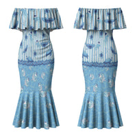 Hawaii Christmas In July Couples Matching Mermaid Dress and Hawaiian Shirt Sky Blue Mele Kalikimaka Sea Animals DT05 - Polynesian Pride