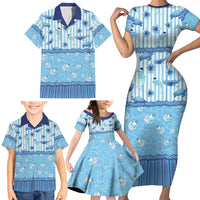 Hawaii Christmas In July Family Matching Short Sleeve Bodycon Dress and Hawaiian Shirt Sky Blue Mele Kalikimaka Sea Animals DT05 - Polynesian Pride