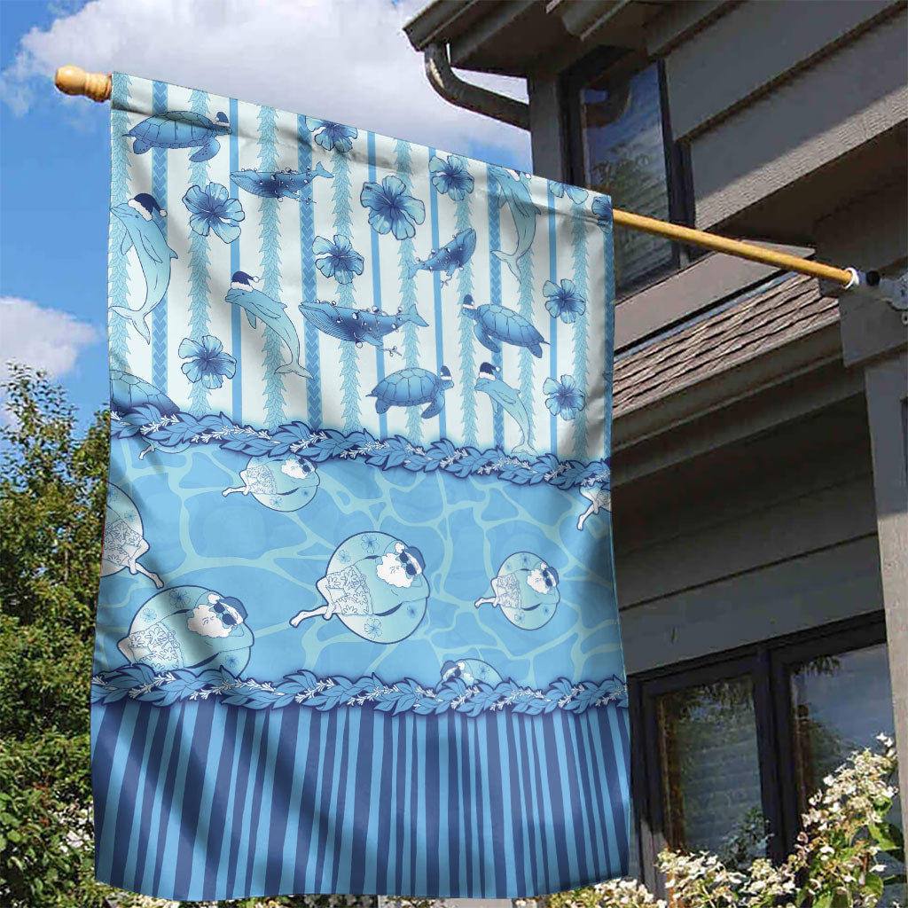 Hawaii Christmas In July Garden Flag Sky Blue Mele Kalikimaka Sea Animals DT05 - Polynesian Pride