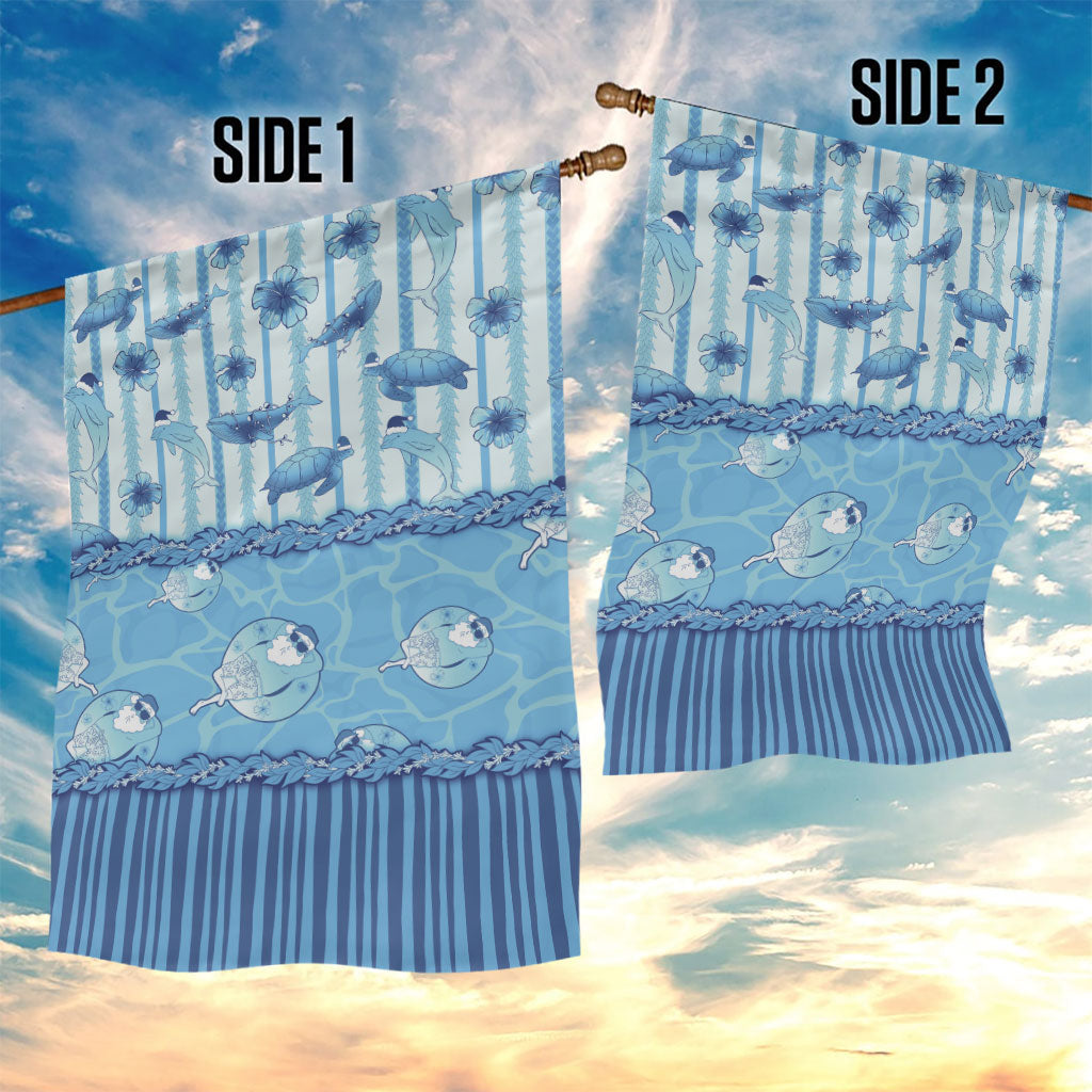 Hawaii Christmas In July Garden Flag Sky Blue Mele Kalikimaka Sea Animals DT05 - Polynesian Pride