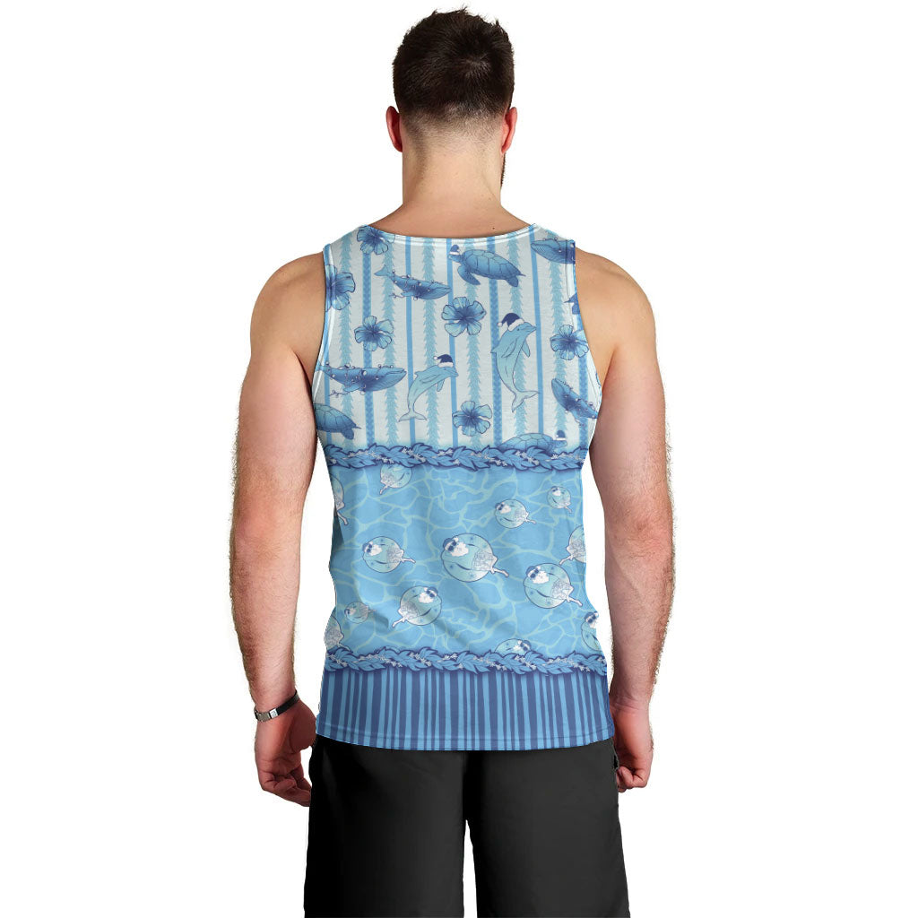 Hawaii Christmas In July Men Tank Top Sky Blue Mele Kalikimaka Sea Animals DT05 - Polynesian Pride
