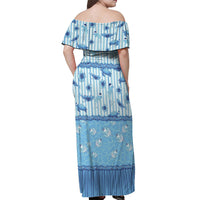 Hawaii Christmas In July Off Shoulder Maxi Dress Sky Blue Mele Kalikimaka Sea Animals