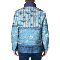 Hawaii Christmas In July Padded Jacket Sky Blue Mele Kalikimaka Sea Animals