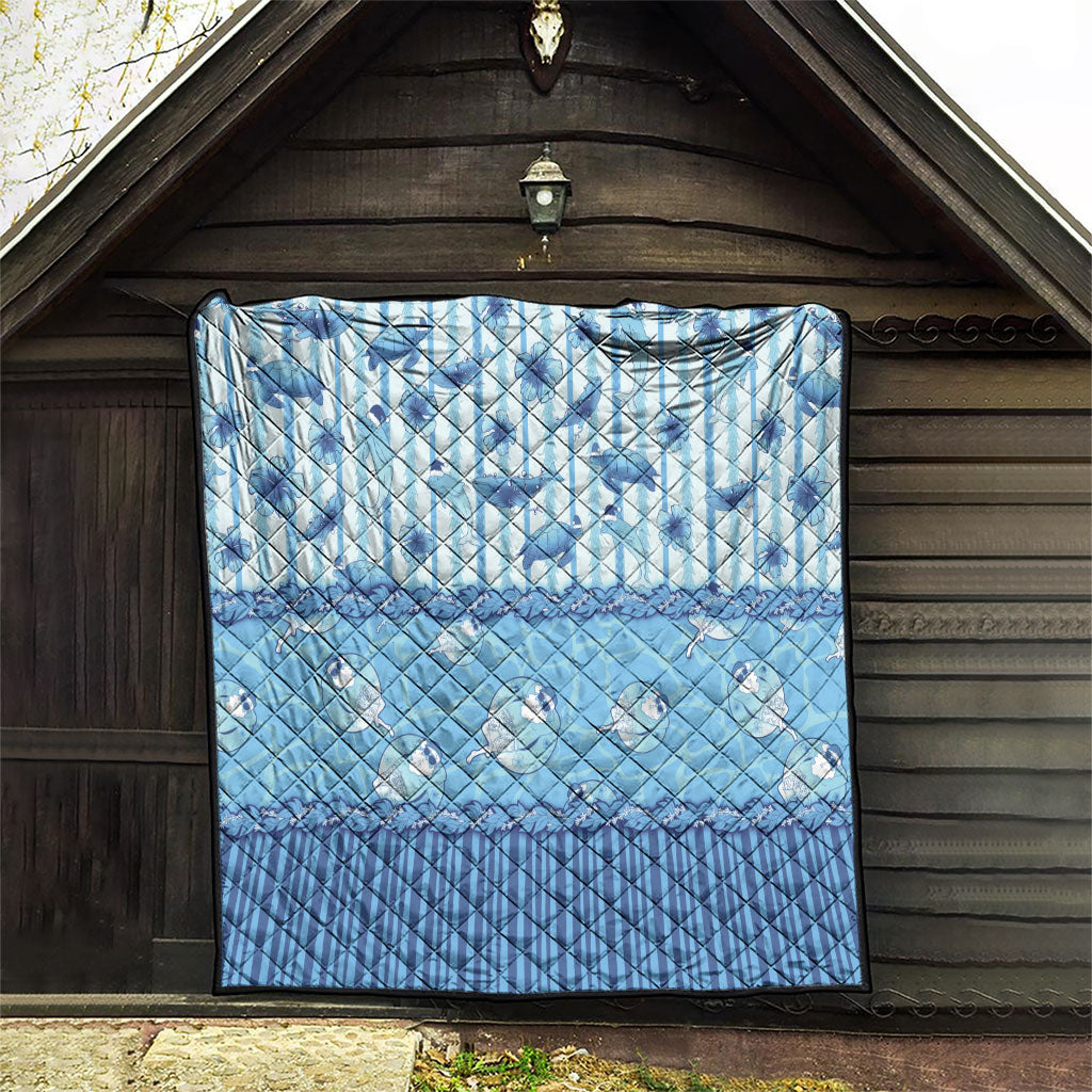 Hawaii Christmas In July Quilt Sky Blue Mele Kalikimaka Sea Animals DT05 - Polynesian Pride
