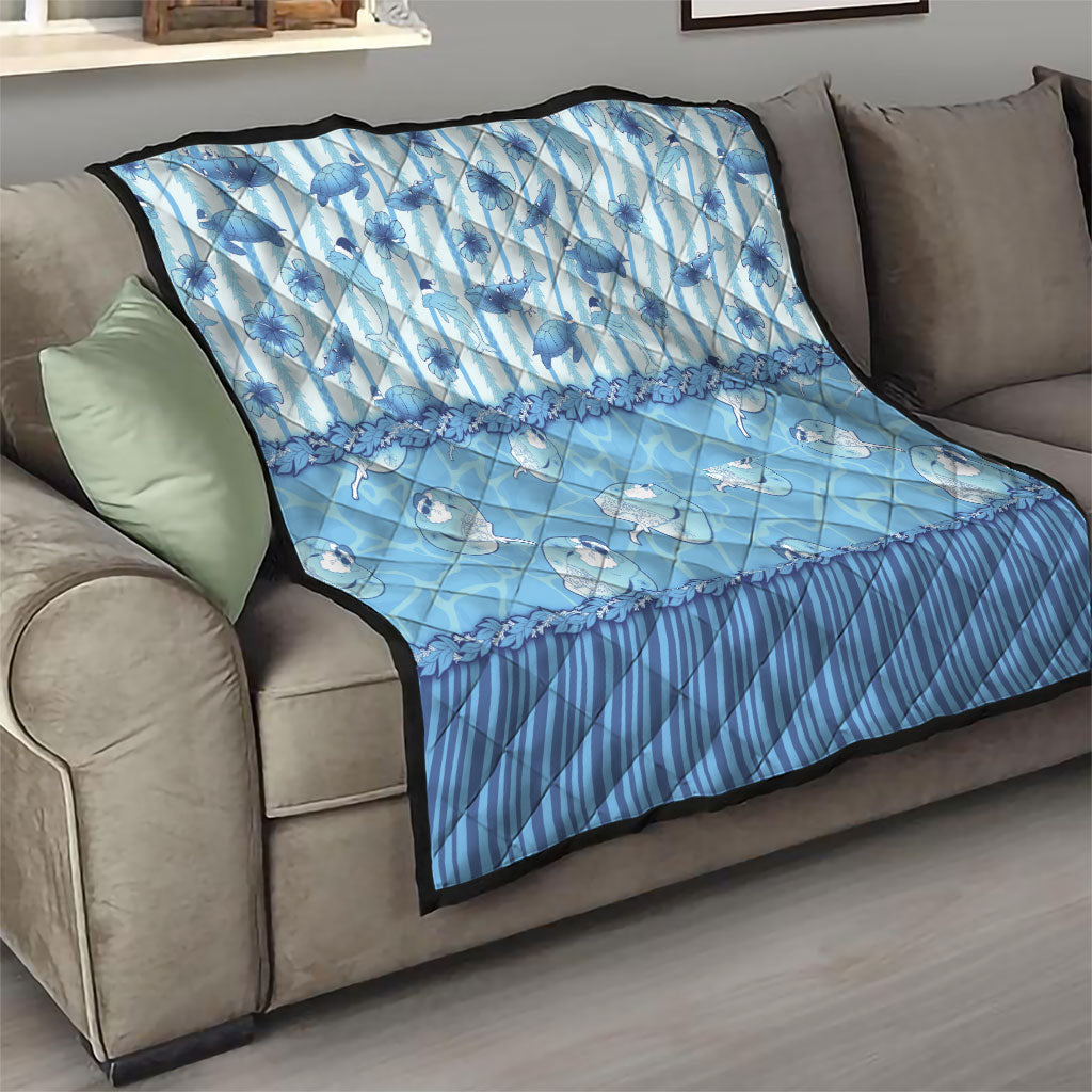 Hawaii Christmas In July Quilt Sky Blue Mele Kalikimaka Sea Animals DT05 - Polynesian Pride