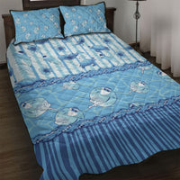 Hawaii Christmas In July Quilt Bed Set Sky Blue Mele Kalikimaka Sea Animals DT05 Blue - Polynesian Pride
