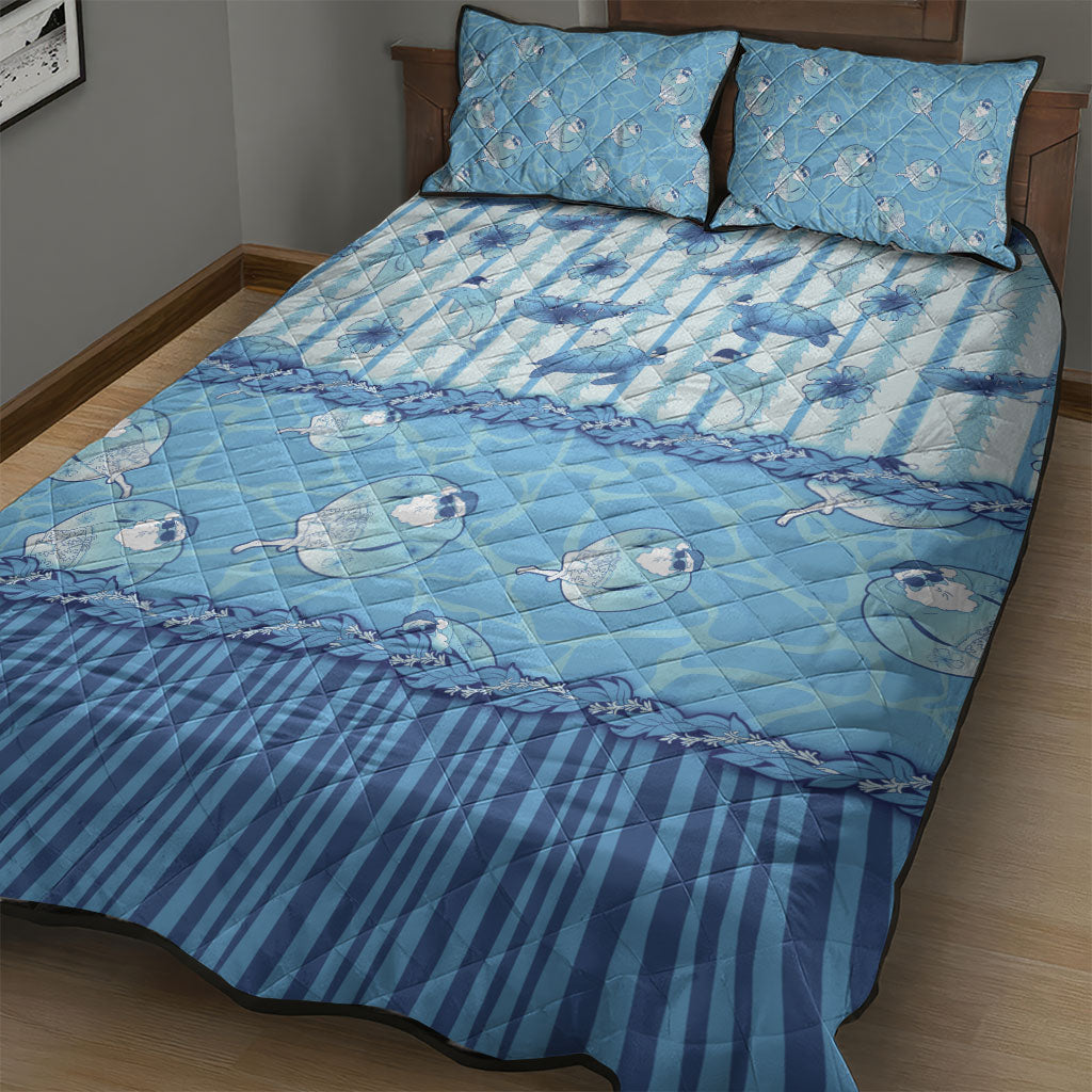 Hawaii Christmas In July Quilt Bed Set Sky Blue Mele Kalikimaka Sea Animals DT05 - Polynesian Pride
