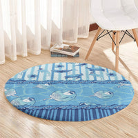 Hawaii Christmas In July Round Carpet Sky Blue Mele Kalikimaka Sea Animals DT05 - Polynesian Pride