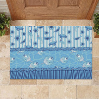 Hawaii Christmas In July Rubber Doormat Sky Blue Mele Kalikimaka Sea Animals DT05 Blue - Polynesian Pride