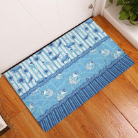 Hawaii Christmas In July Rubber Doormat Sky Blue Mele Kalikimaka Sea Animals DT05 - Polynesian Pride