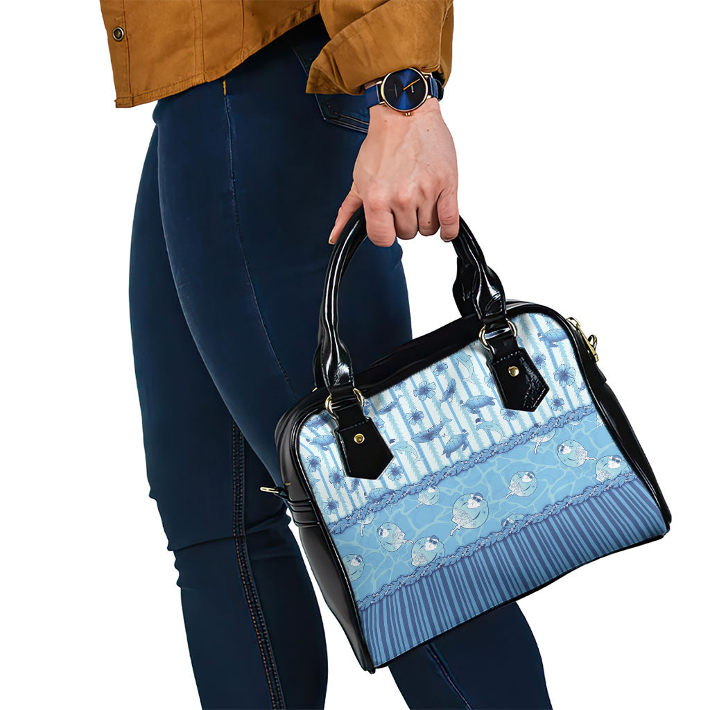 Hawaii Christmas In July Shoulder Handbag Sky Blue Mele Kalikimaka Sea Animals DT05 - Polynesian Pride