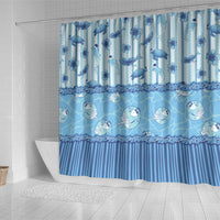 Hawaii Christmas In July Shower Curtain Sky Blue Mele Kalikimaka Sea Animals
