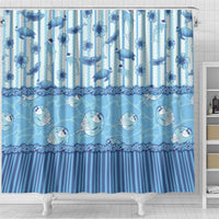 Hawaii Christmas In July Shower Curtain Sky Blue Mele Kalikimaka Sea Animals