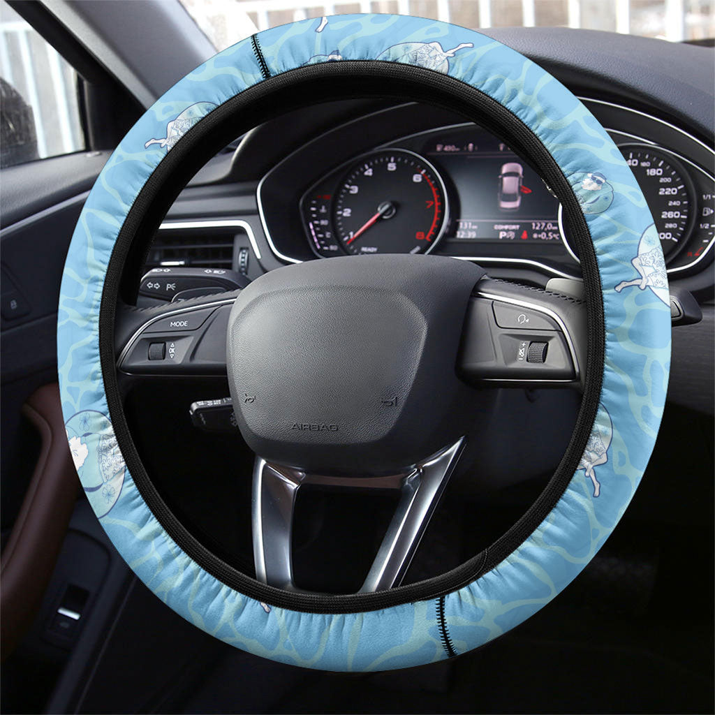 Hawaii Christmas In July Steering Wheel Cover Sky Blue Mele Kalikimaka Sea Animals